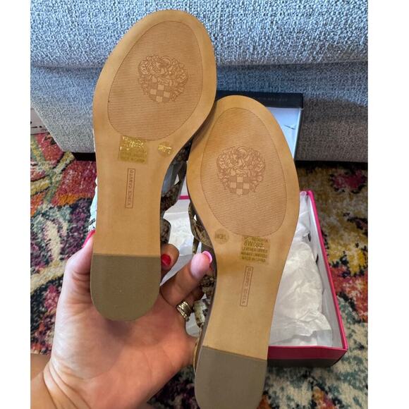Vince Camuto Resensa Oatmeal Multi Snake Exotic Beige Wedge Shoe Sandal Sz 8W - Picture 7 of 10